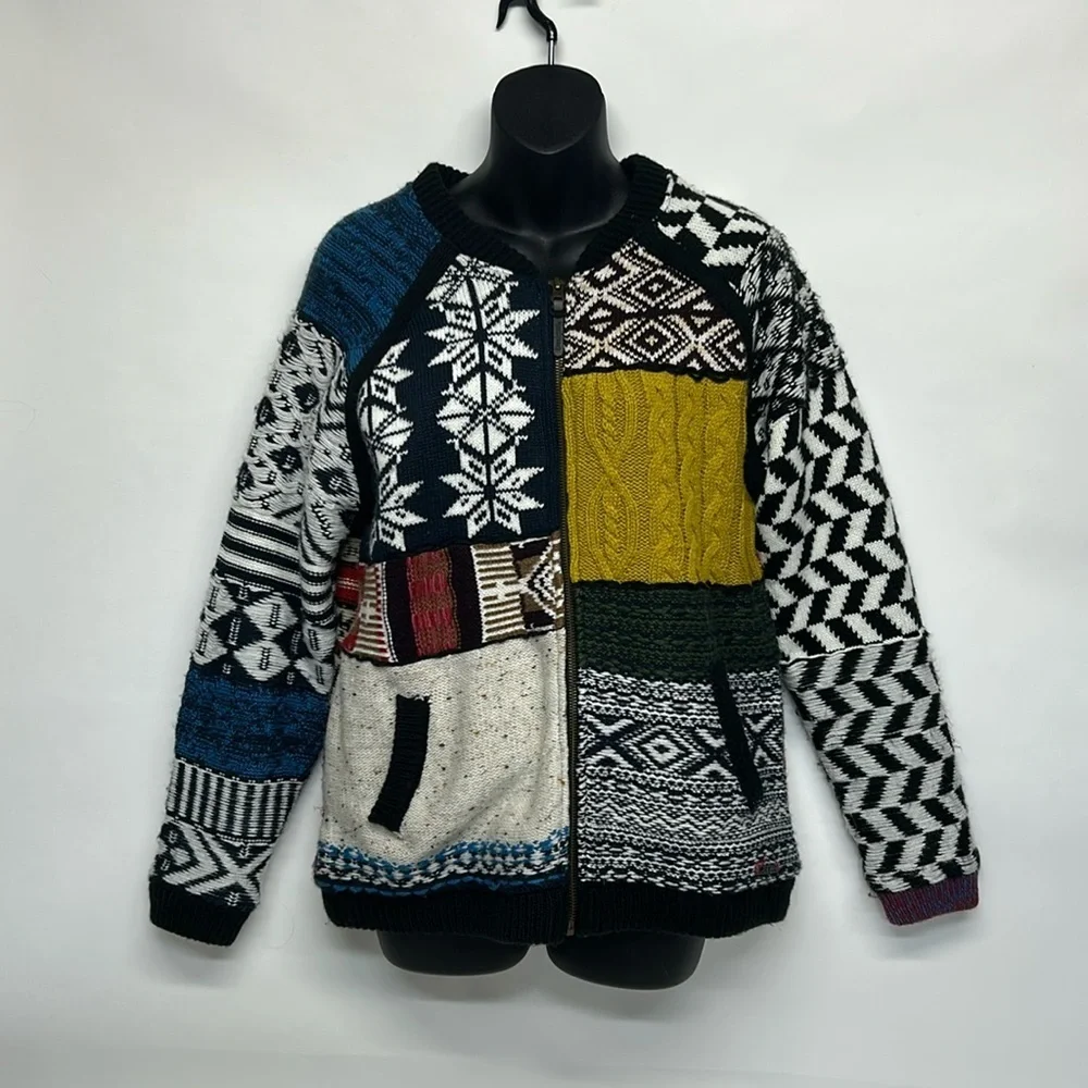 Desigual child size Xl could be women’s small patchwork sweater, jacket zipper - Picture 2 of 12